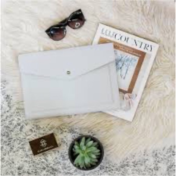 Portfolio Clutch NEW Glass Ladder & Co Megan Vegan Leather Light Gray - Picture 13 of 13